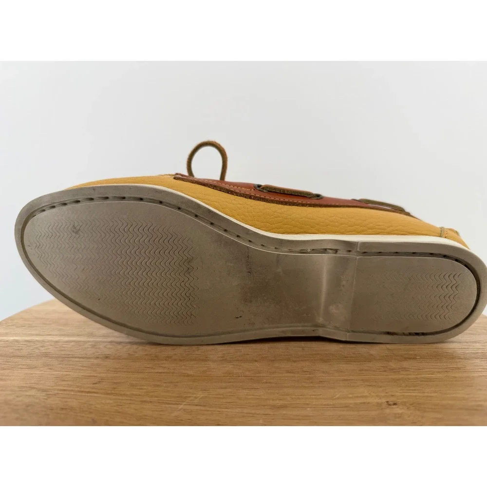Dooney & Bourke Mens All Weather Leather Boat Shoes Yellow Tan 7 M 97767 USA